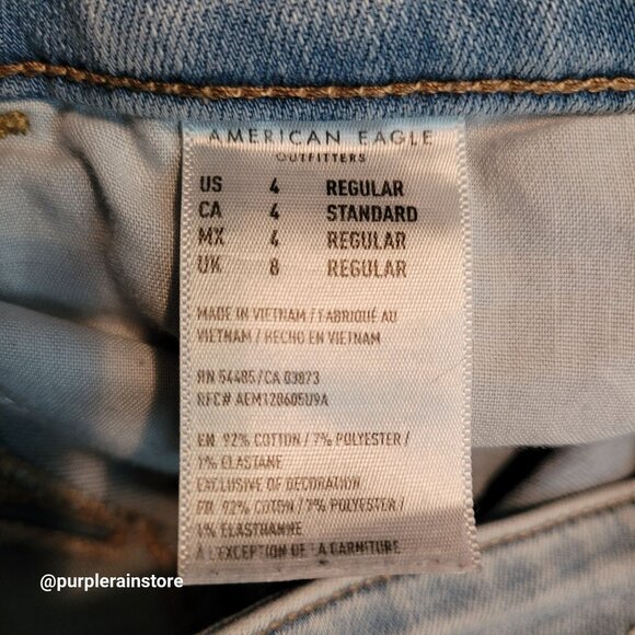 American Eagle Jeans 4 R Jegging Low Rise Super Stretch Light Wash Denim Raw Hem - Picture 6 of 13